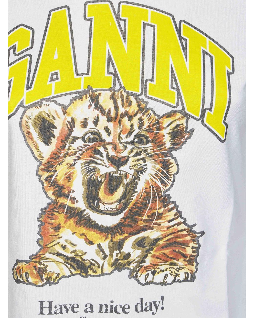 Ganni White Tiger Graphic Baby Fit T-Shirt