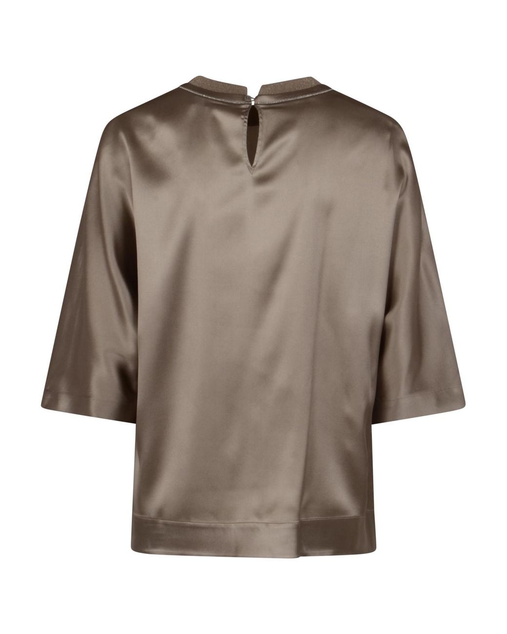 Peserico Brown Beaded-Collar Shirt