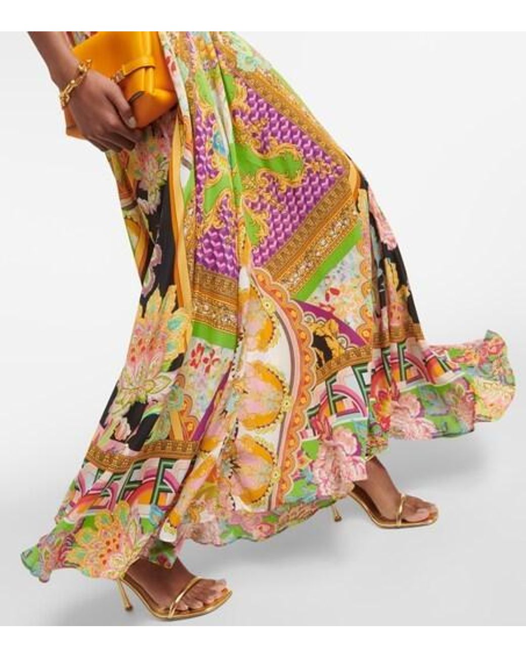 Camilla Metallic Printed Silk Maxi Dress