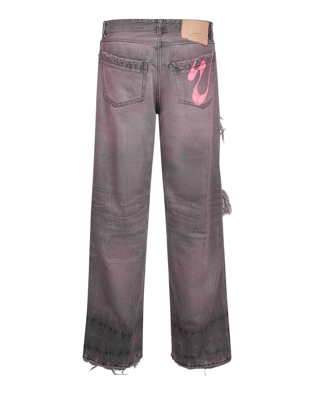 PDF CHANNEL Gray Pdf Distressed Frayed Jeans for men