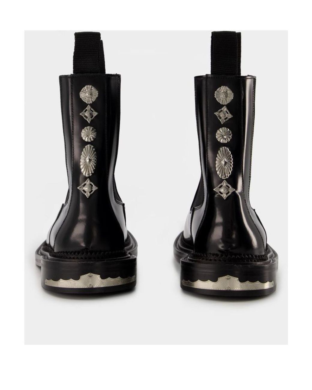 Toga Virilis Black Stud-Embellished Leather Ankle Boots for men
