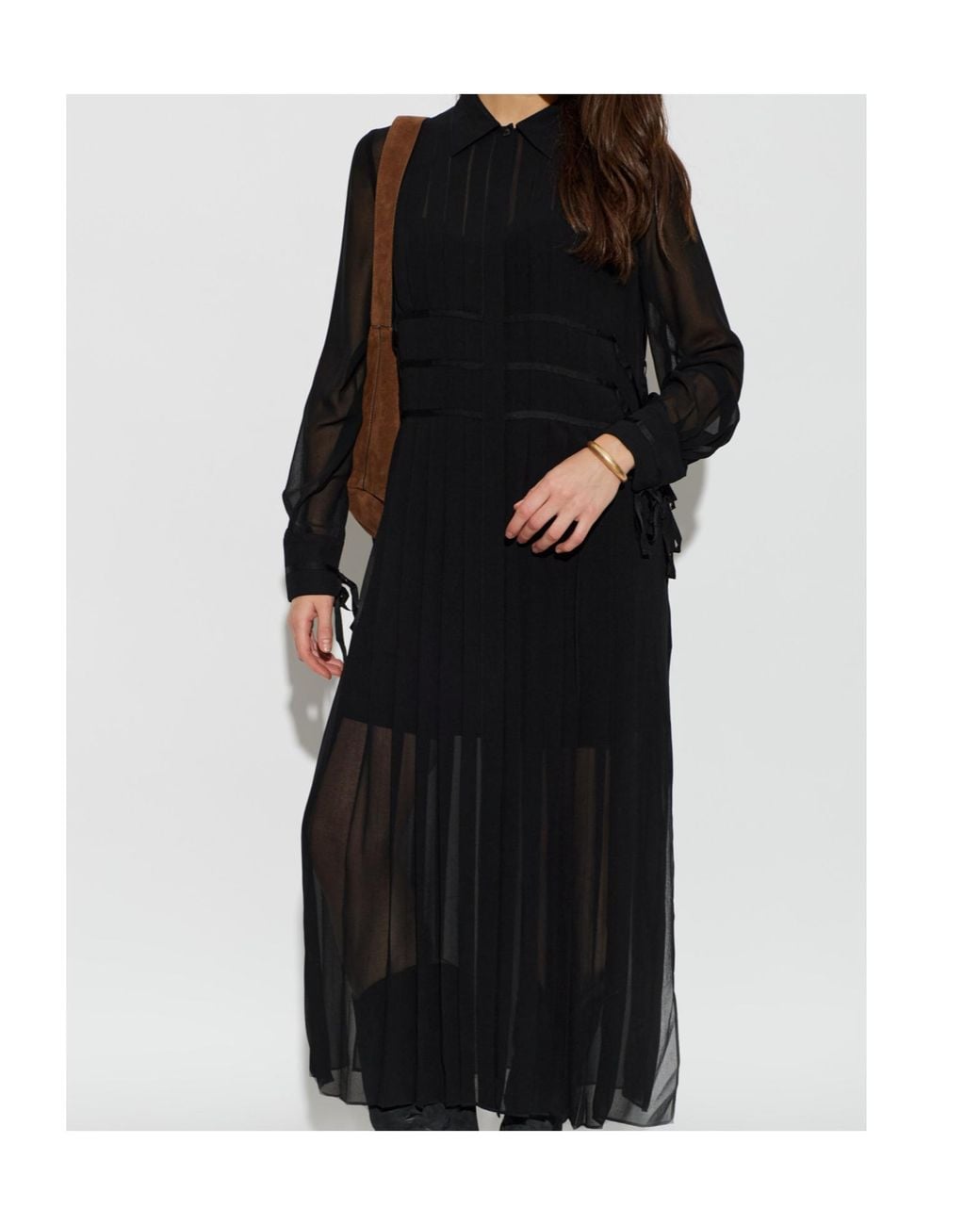 AllSaints Black Kass Pleated Shirt Dress