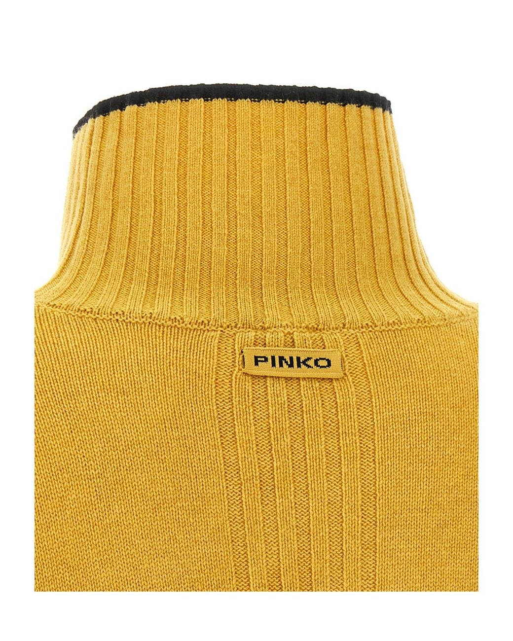 Pinko Yellow Turtleneck Jumper