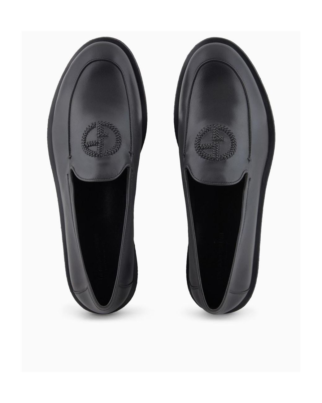 Giorgio Armani Almond Toe Slip-On Loafers in Blue for Men | Lyst