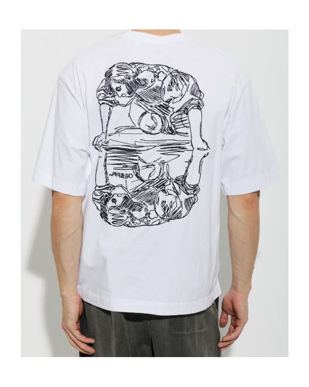 Off-White c/o Virgil Abloh White Logo Embroidered Crewneck T-Shirt for men
