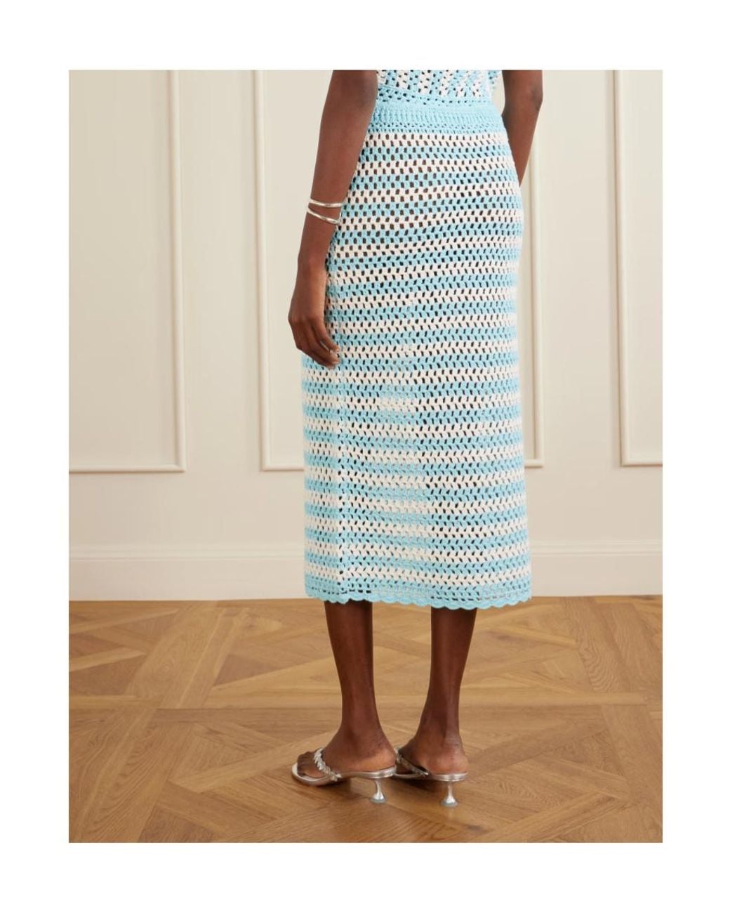 Jonathan Simkhai Blue Striped Crochet Skirt