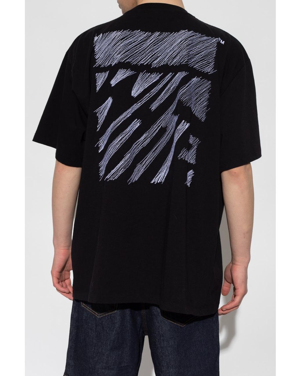 Off-White c/o Virgil Abloh Black Scribble Diag Printed Crewneck T-Shirt for men