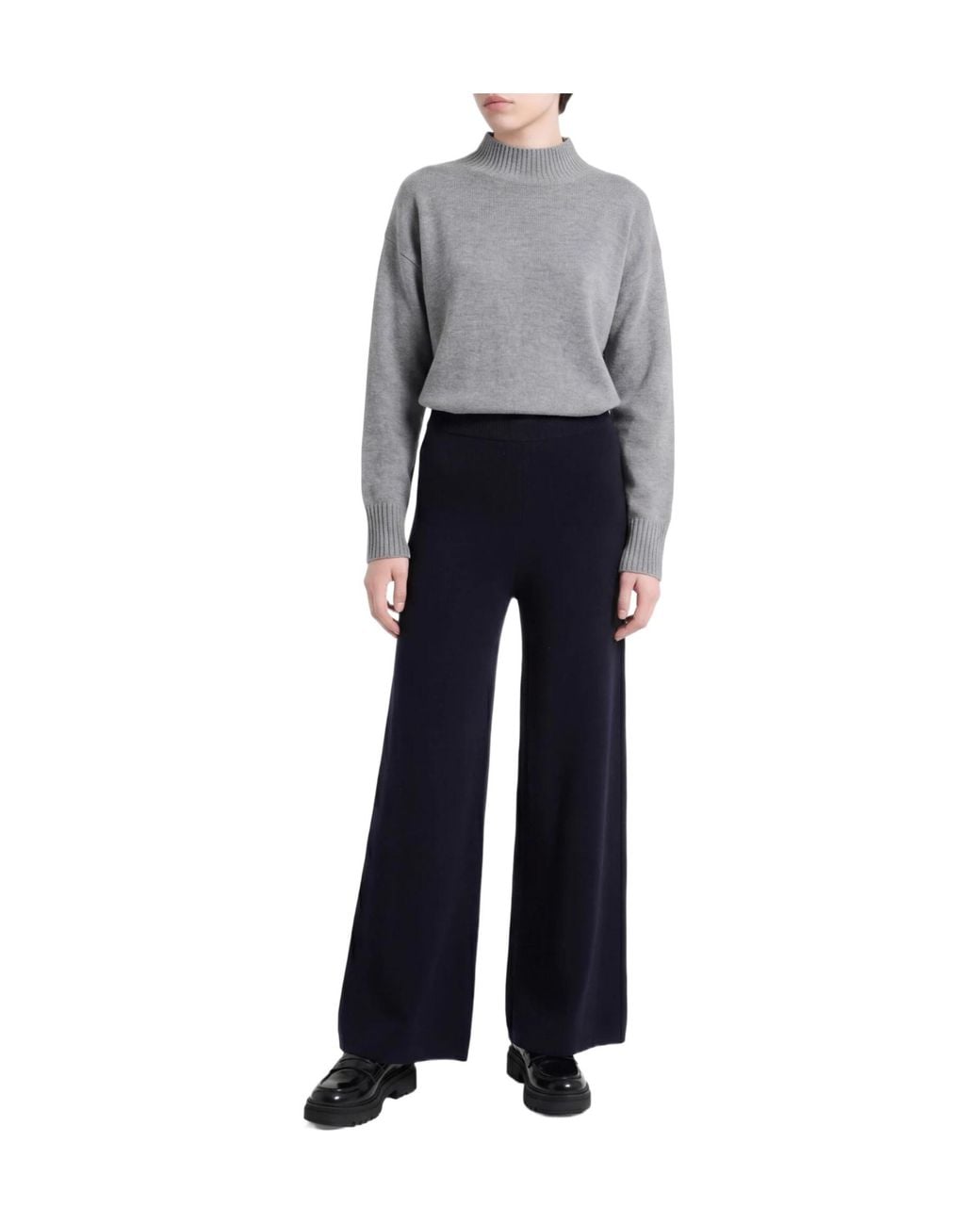 Max Mara Blue Loose-Fitting Knit Trousers
