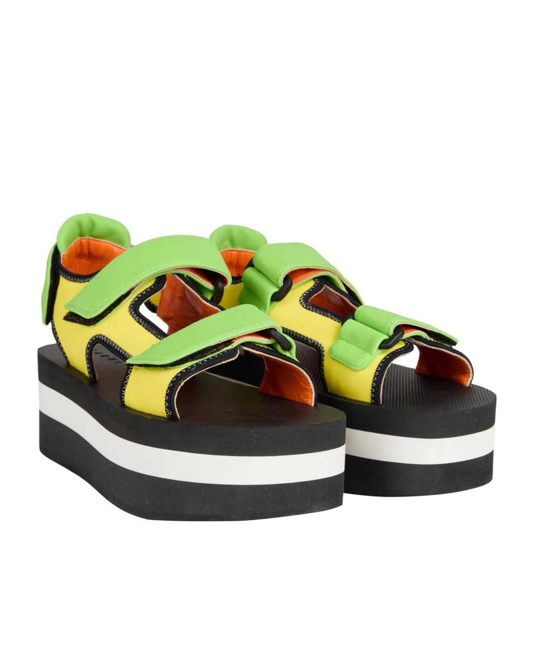 Marni Green Multicolored Thick-Soled Sandals