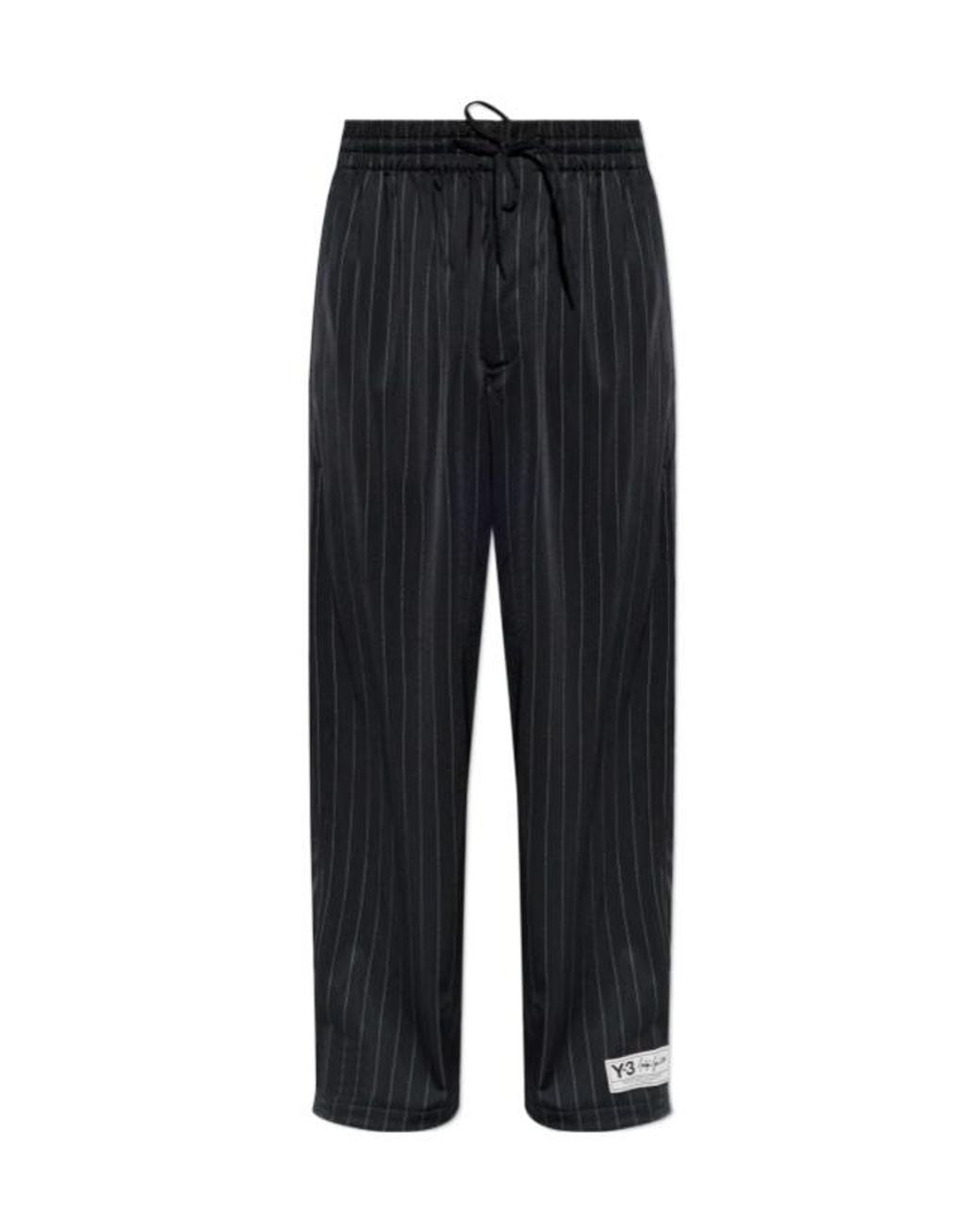 Y-3 Black Straight Leg Striped Sweatpants for men