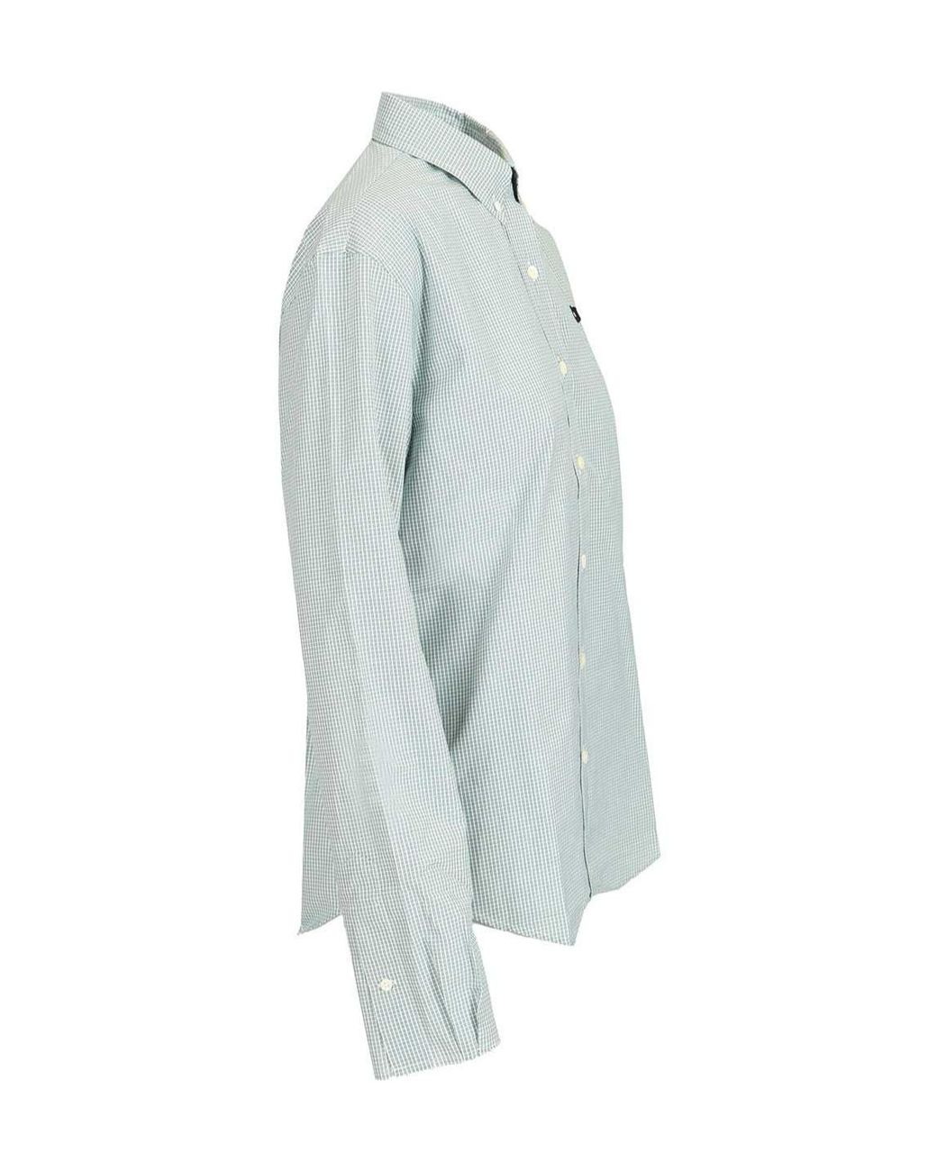 Miu Miu Blue Logo-Embroidered Button-Up Checked Shirt
