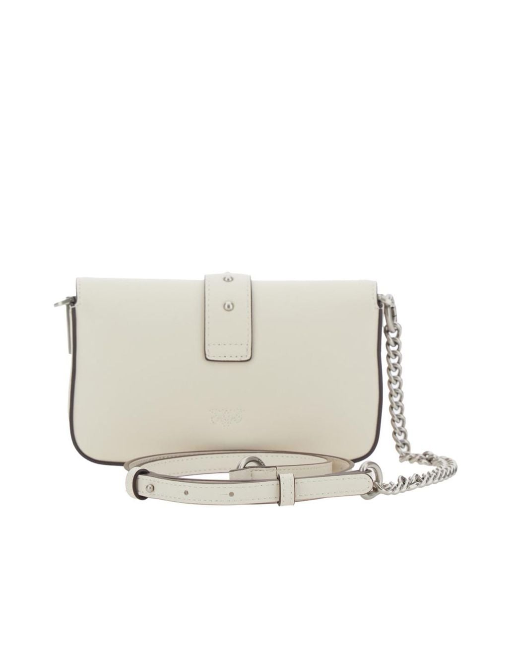 Pinko Gray Logo Plaque Stud Crossbody Bag