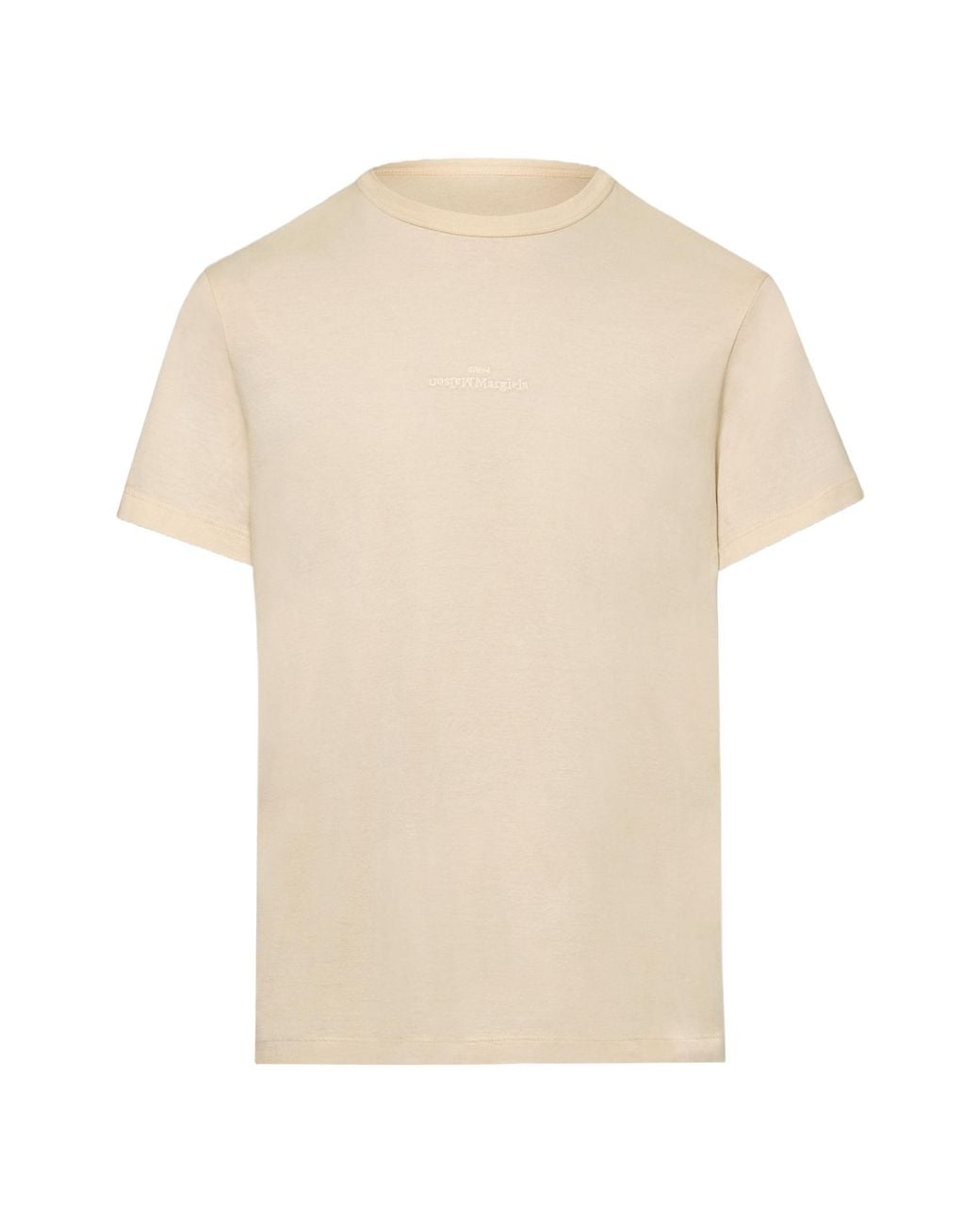 Maison Margiela White Logo Printed Crewneck T-Shirt for men