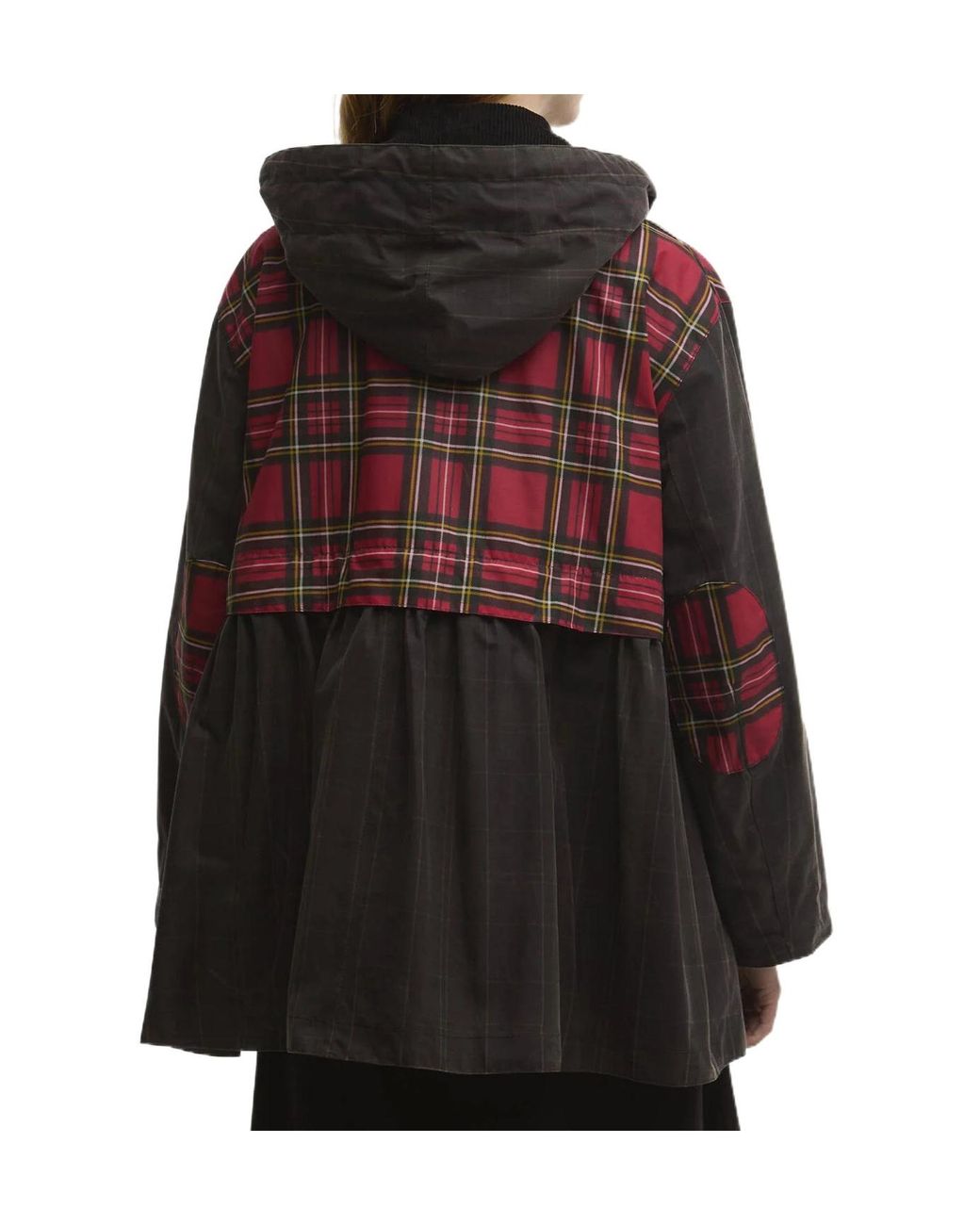 Barbour Black Peplum Tartan Hooded Jacket