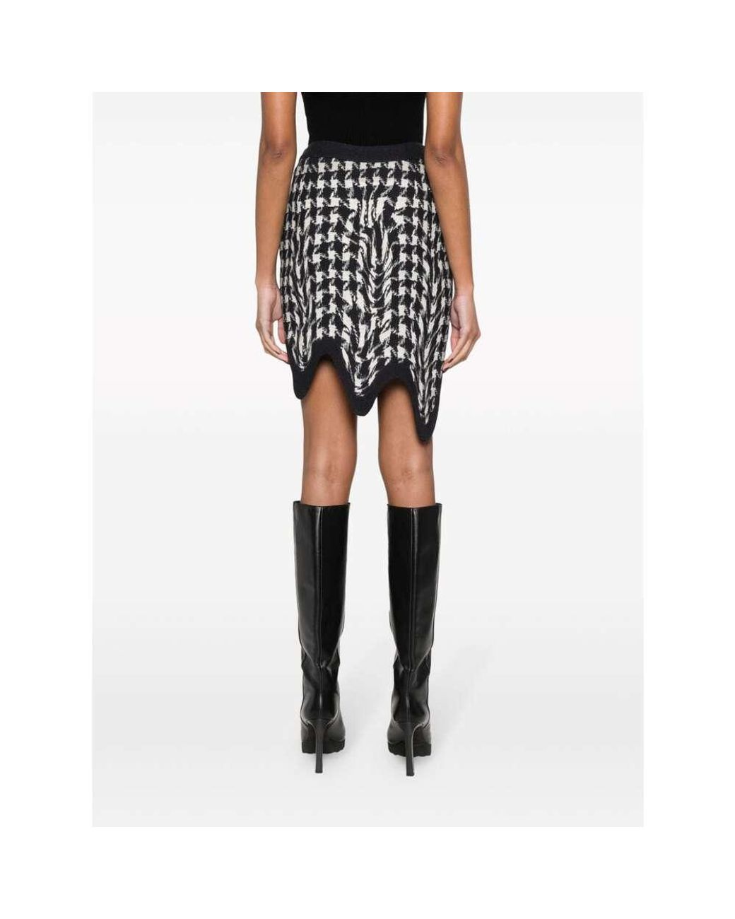 Moschino Black Asymmetric Wool Miniskirt