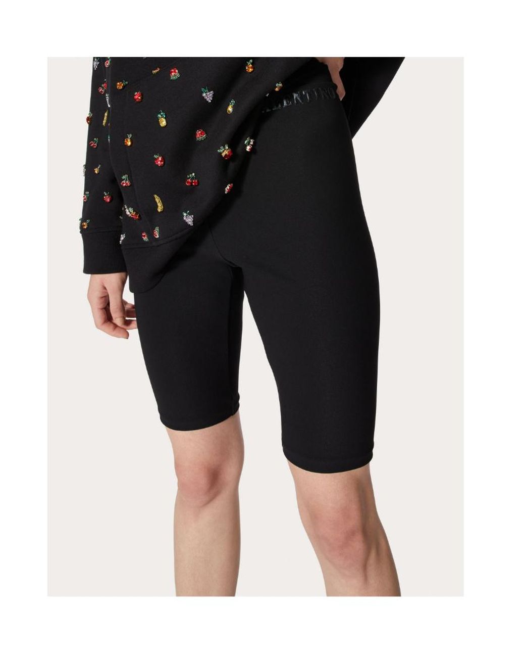 Valentino Black Embossed Logo Cycling Shorts
