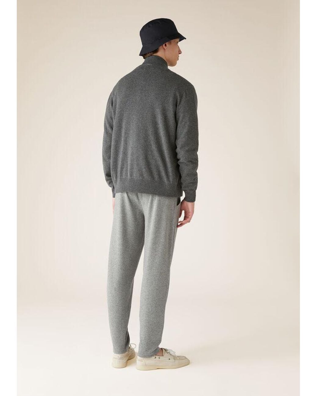 Loro Piana Gray Zipper Cashmere Sweater for men
