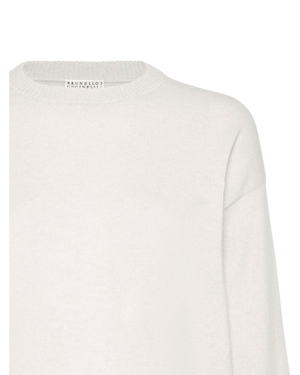 Brunello Cucinelli White Crewneck Knitted Jumper