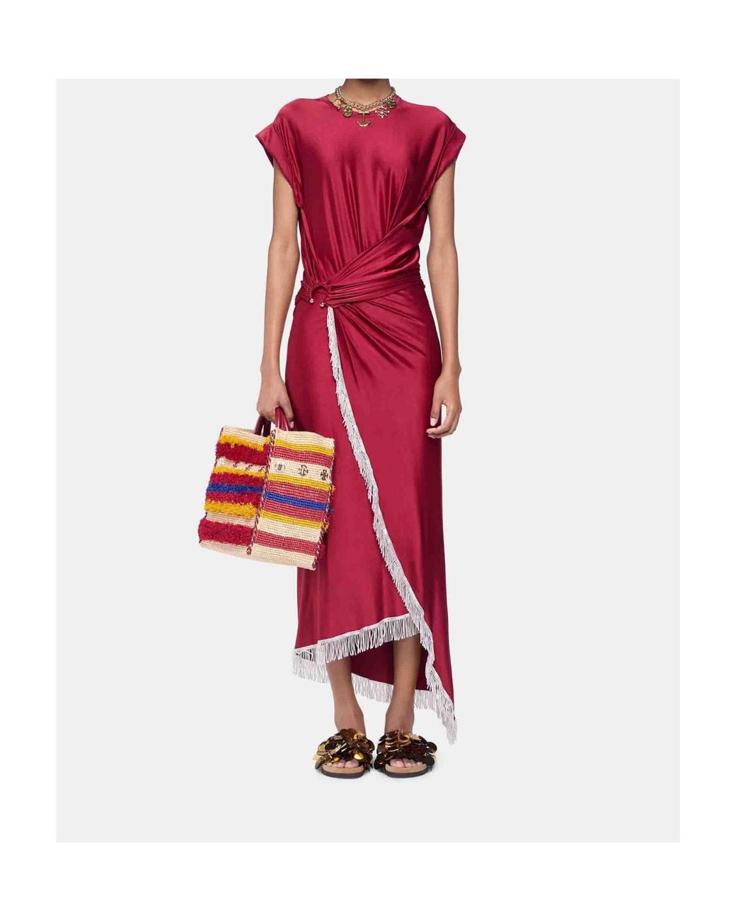 Rabanne Fringe-Detailed Gathered Dress