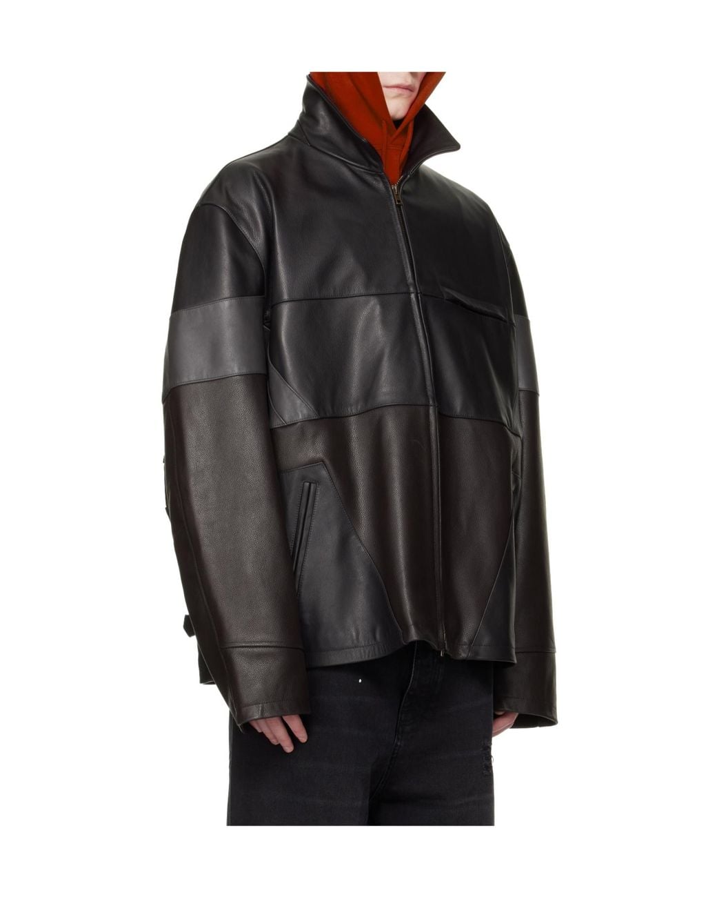 Vetements Black Patchwork Leather Jacket for men