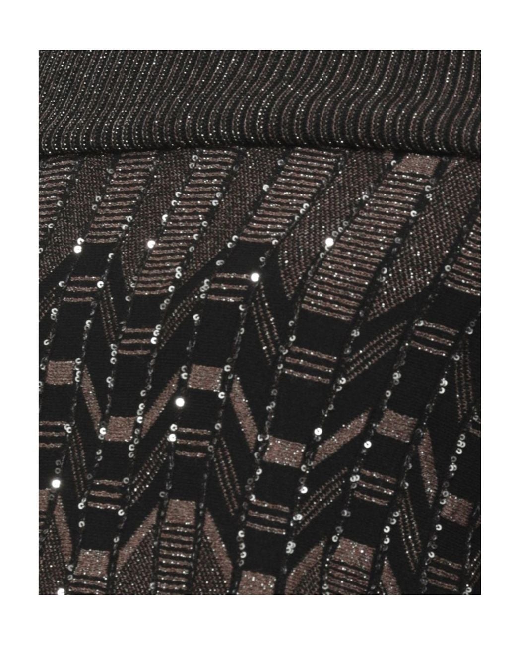 D.exterior Black Sequined Geometric Knitted Sweater