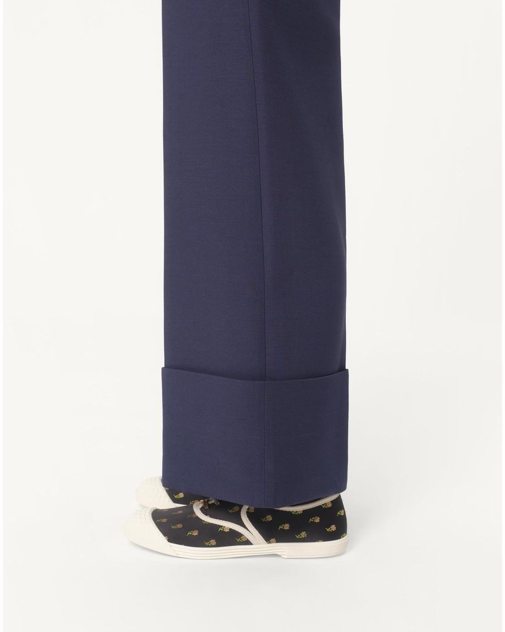 Valentino Blue Pleat Detailed Wide-Leg Pants