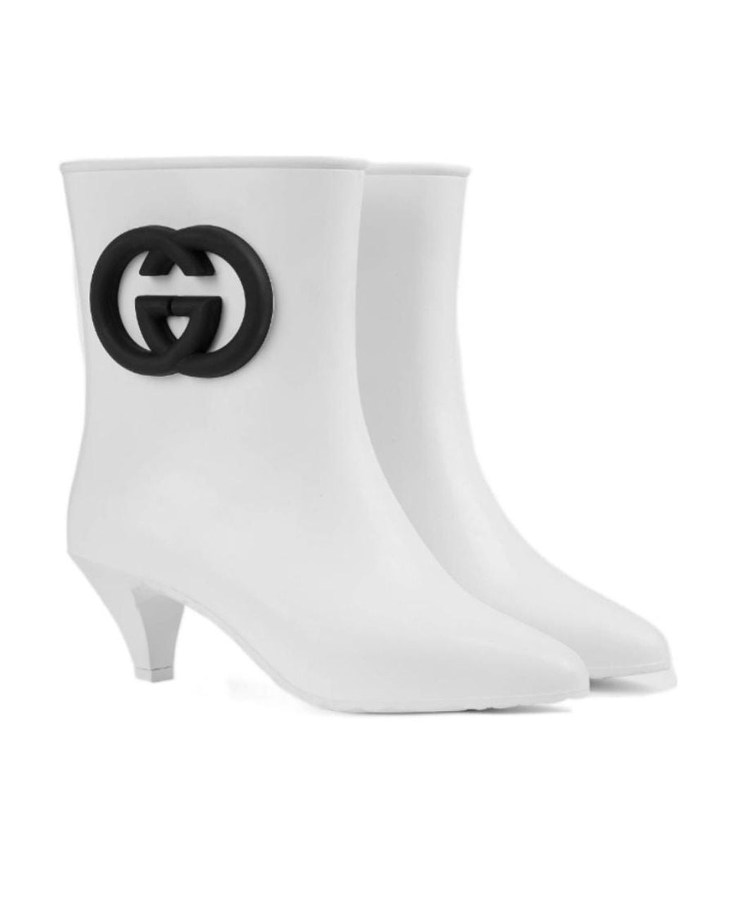 Gucci White Interlocking G Pointed-Toe Boots