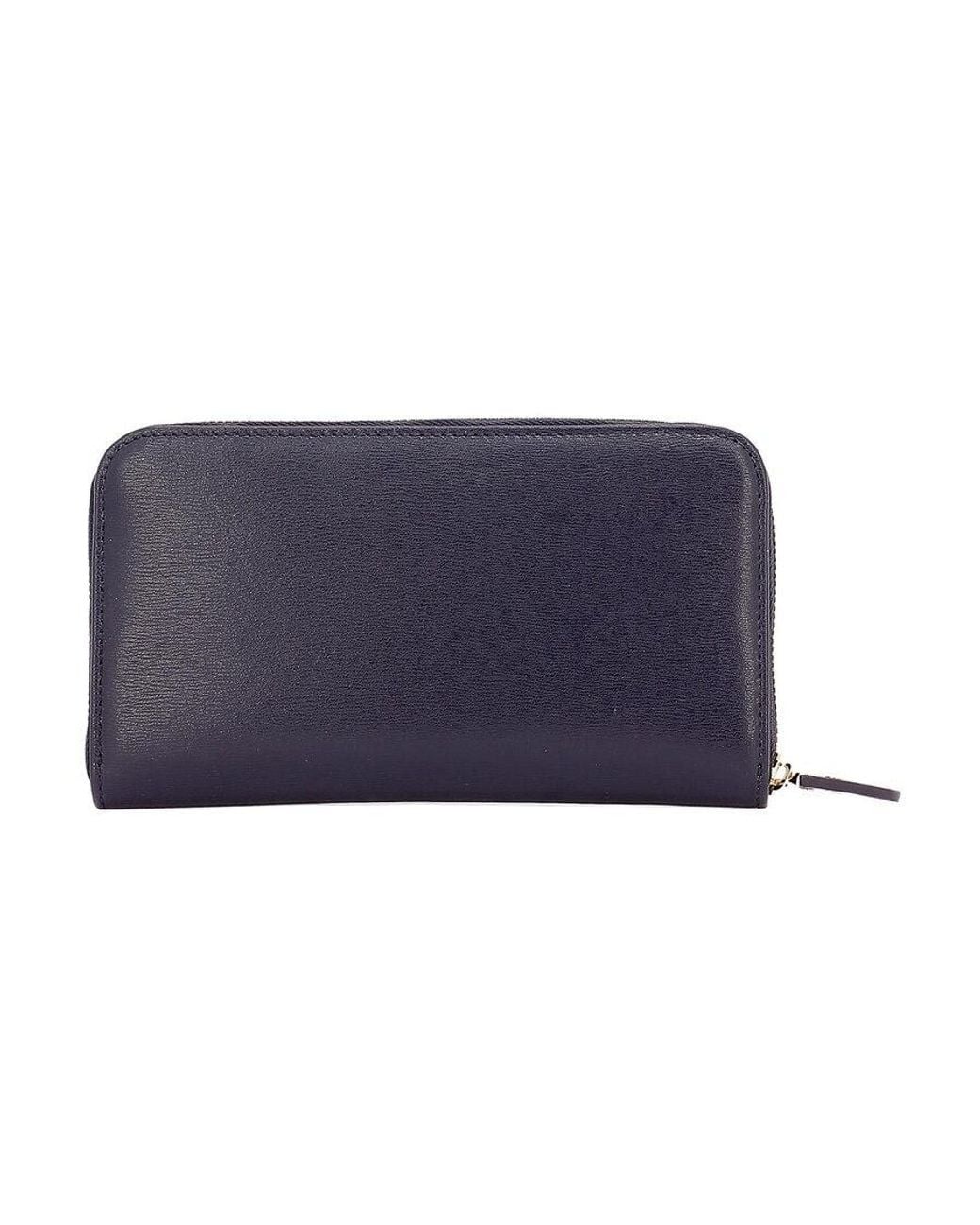 Ferragamo Blue Zip-Around Wallet