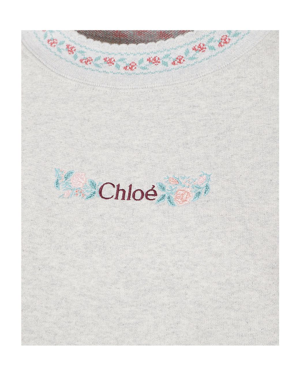 Chloé White Chloé Floral Trim Knitted Sweater