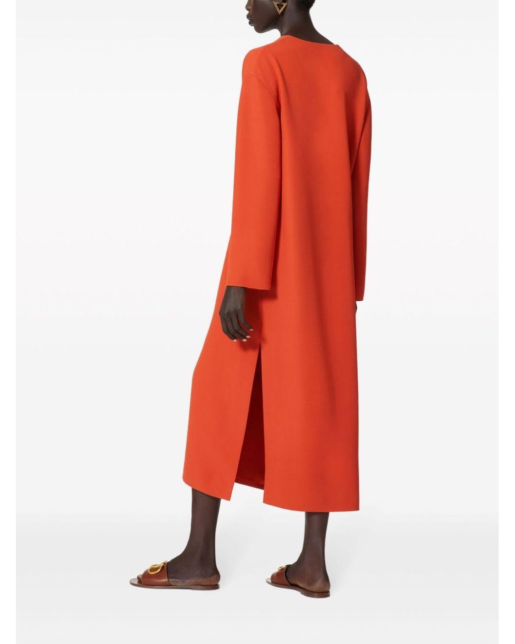 Valentino Red V Straight Hem Midi Dress