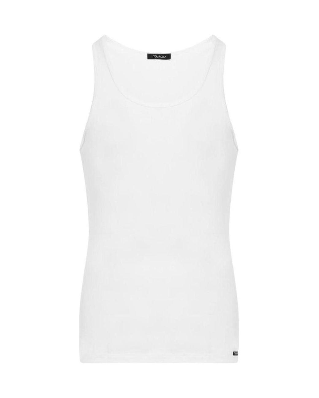 Tom Ford White Ribbed Crewneck Tank Top for men