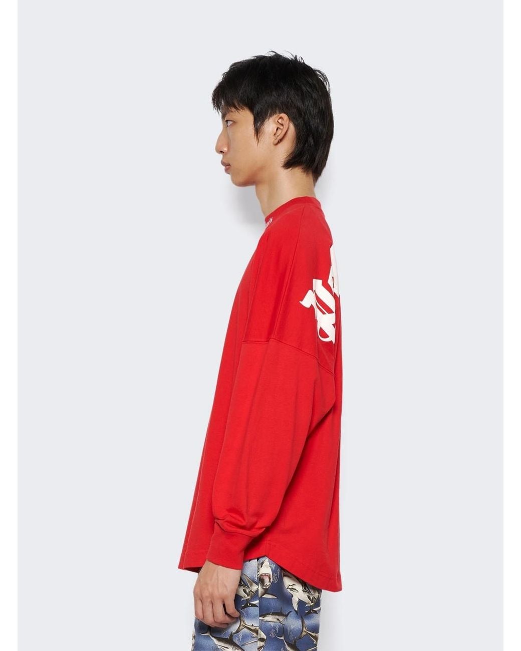 Palm Angels Red Logo-Print Cotton T-Shirt