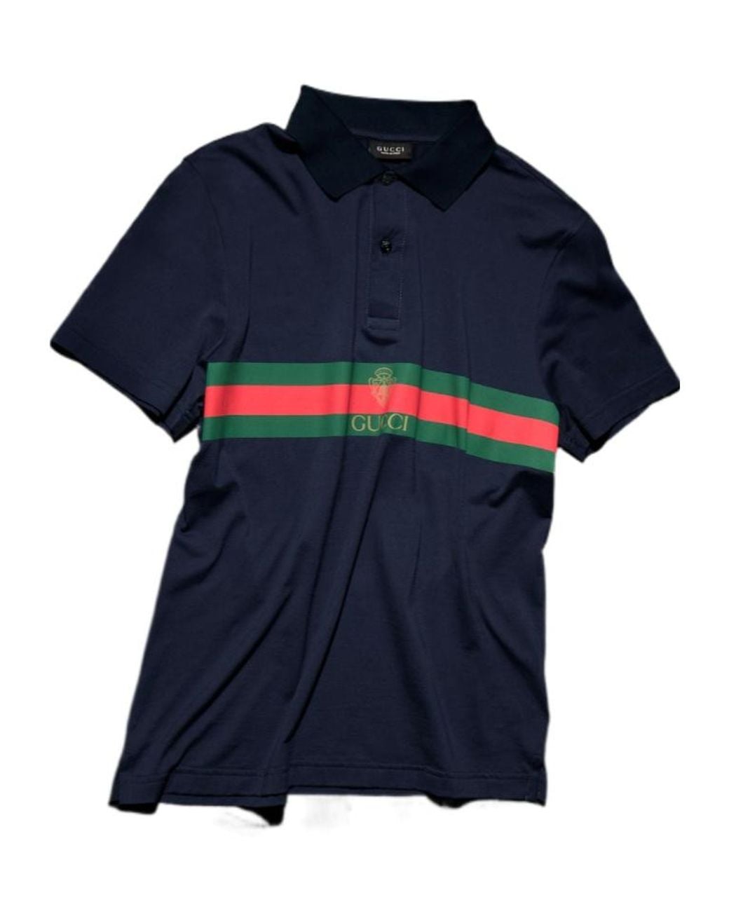 Gucci Blue Web Detailed Jersey Polo Shirt for men