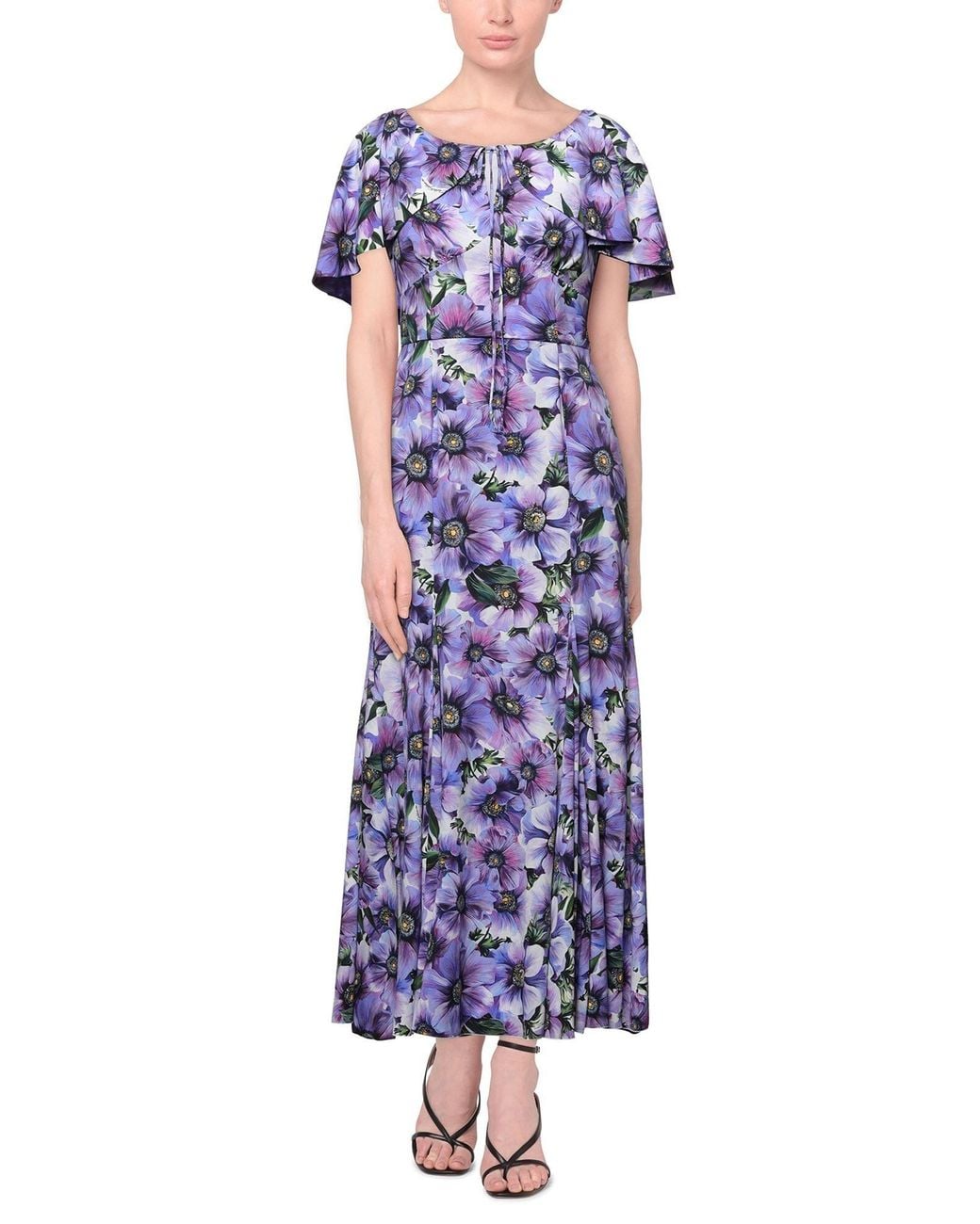 Dolce & Gabbana Purple Floral Flare Skirt