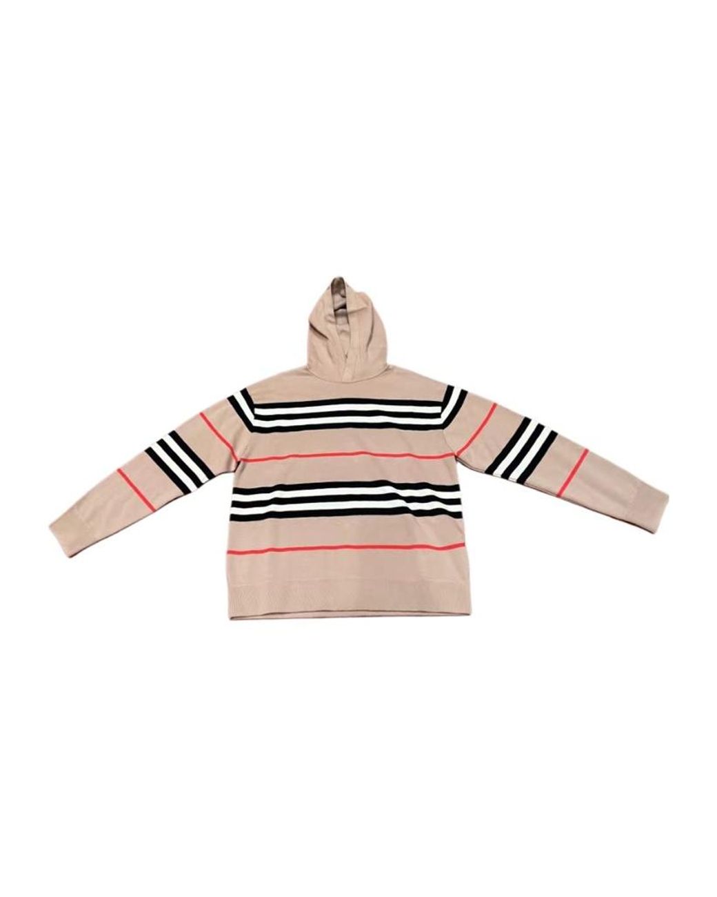Burberry White Icon Stripe Wool Cashmere Blend Hoodie for men