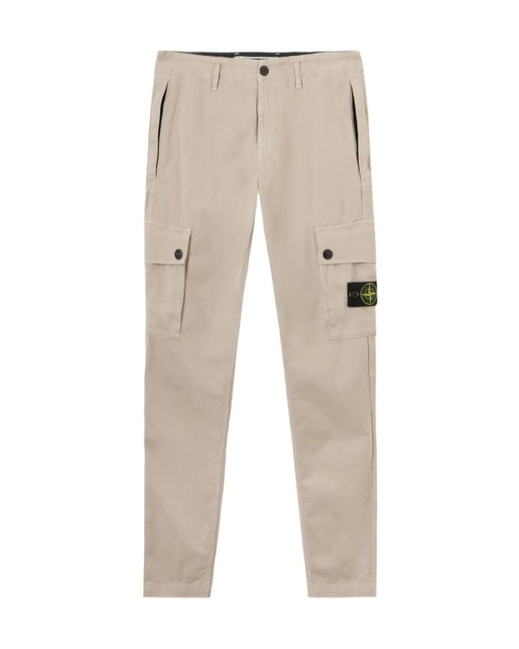 Stone Island Natural Logo Patch Cargo Trousers for men
