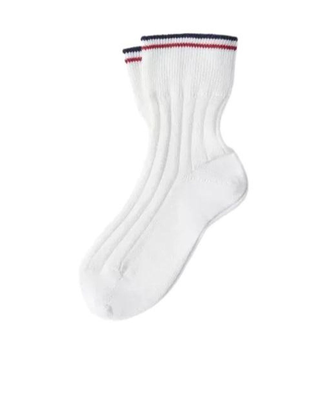 Brunello Cucinelli White Stripes Rib Knit Socks