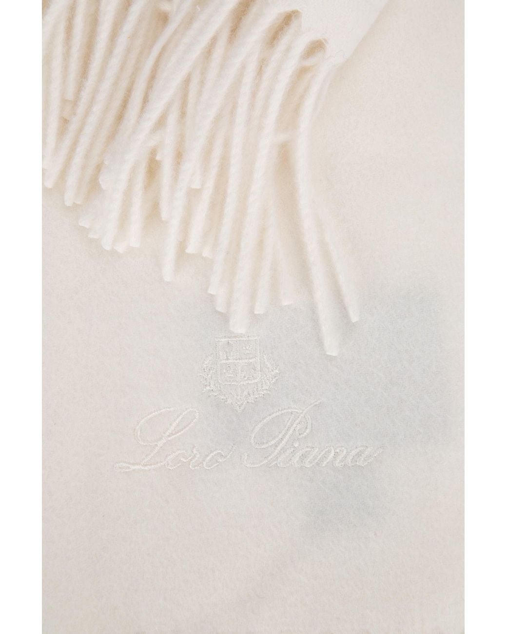 Loro Piana White Fringed Scarf for men