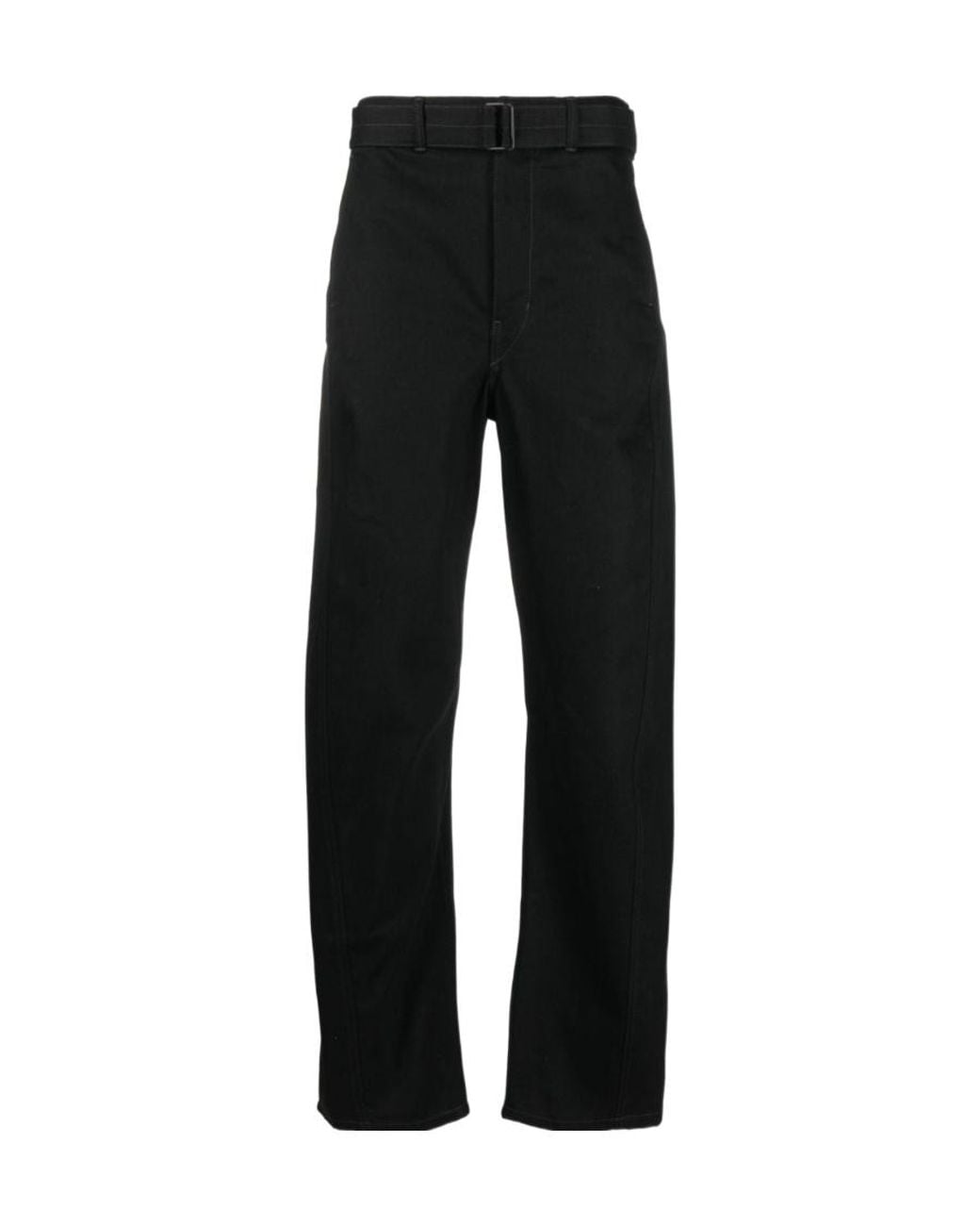 Lemaire Black Belted Straight-Leg Pants for men