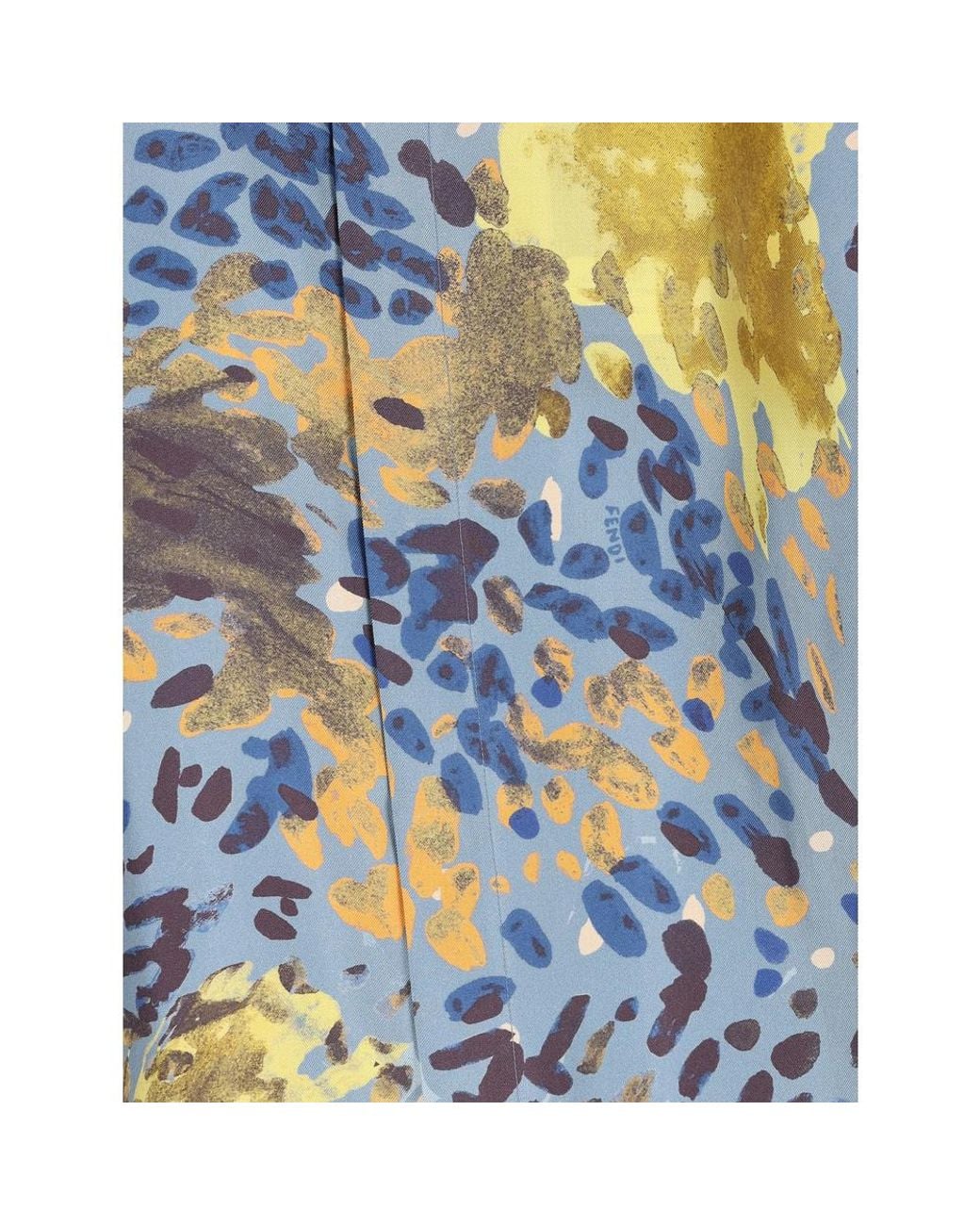 Fendi Blue Allover Falena Printed Short Sleeved Shirt for men