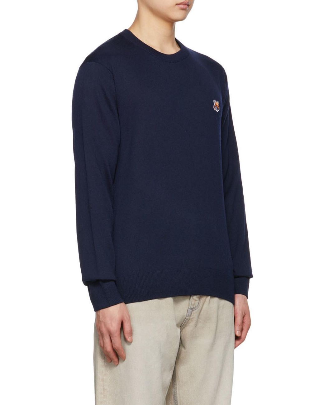 Maison Kitsuné Blue Maison Kitsuné Fox Head Patch Long-Sleeved Jumper for men