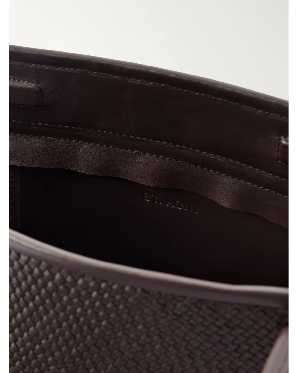 St. Agni Brown Bateau Woven Leather Tote Bag