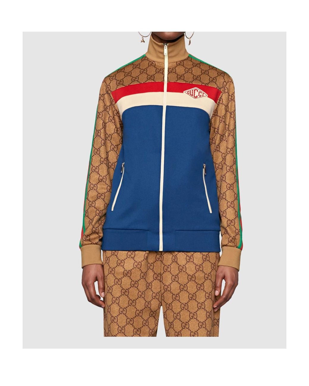 Gucci Blue Gg Technical Jersey Jacket