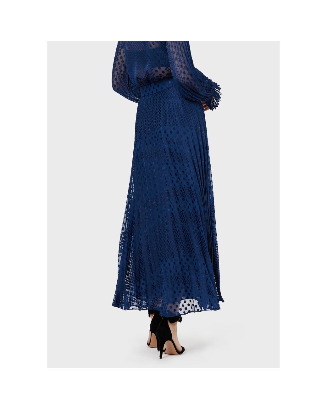 Emporio Armani Blue Pleated Maxi Skirt