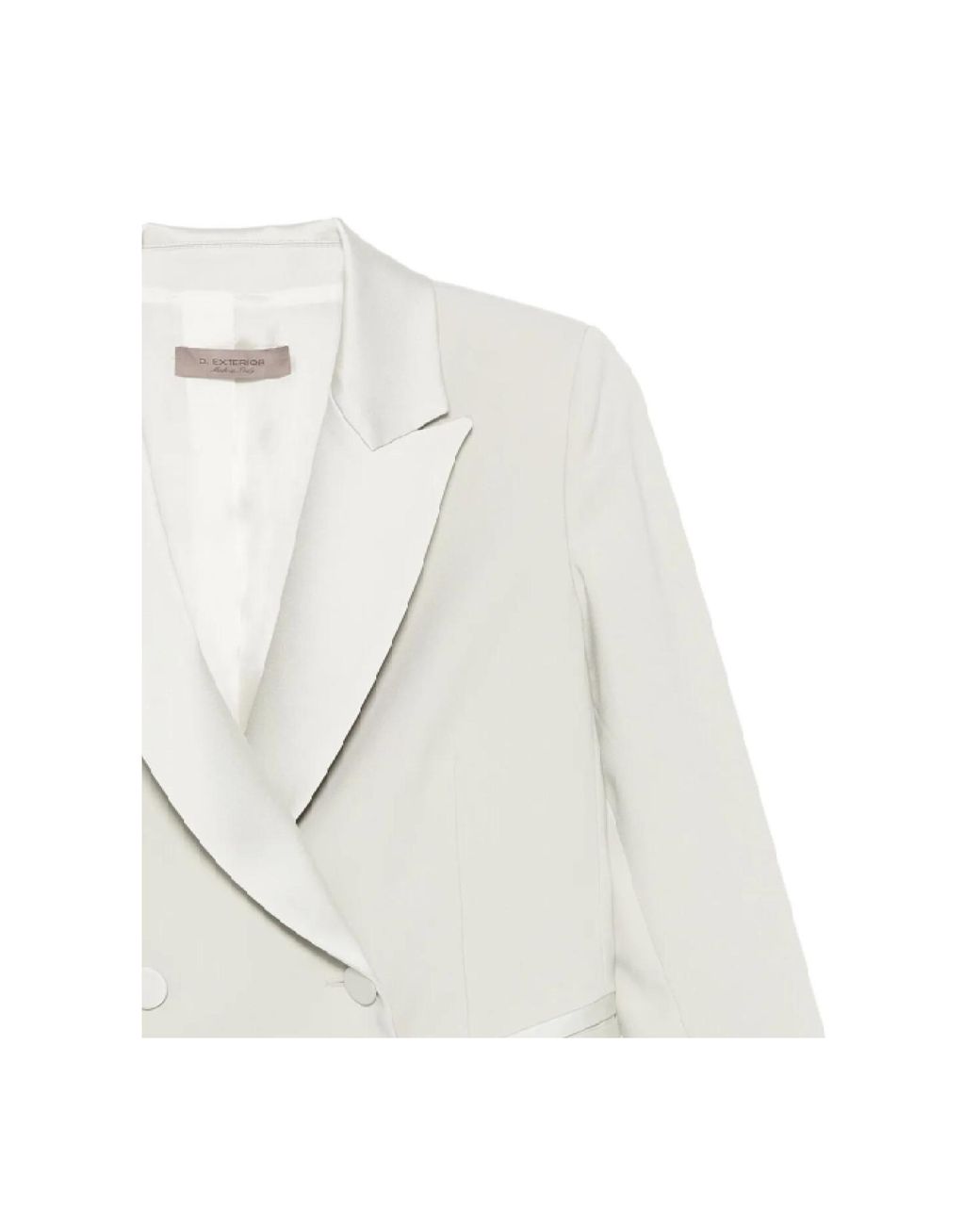 D.exterior White Double-Breasted Blazer Jacket