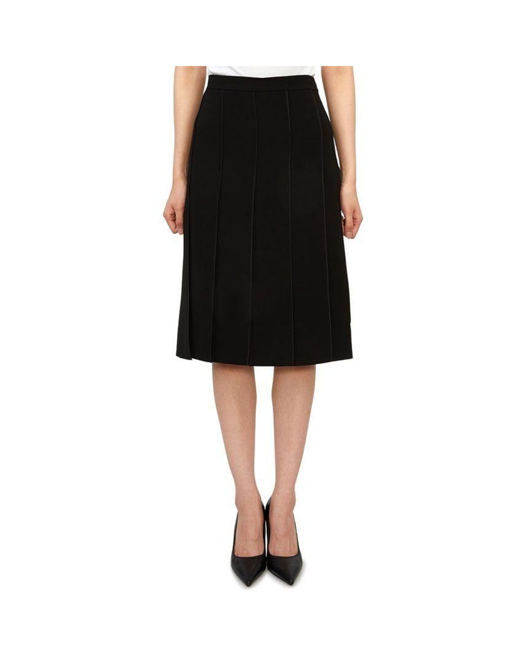 Max Mara Black Pleated Midi Skirt
