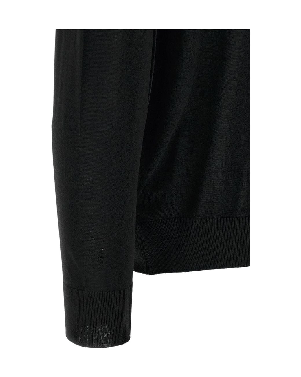 Kiton Black Long Sleeved Zipped Knitted Polo Shirt for men