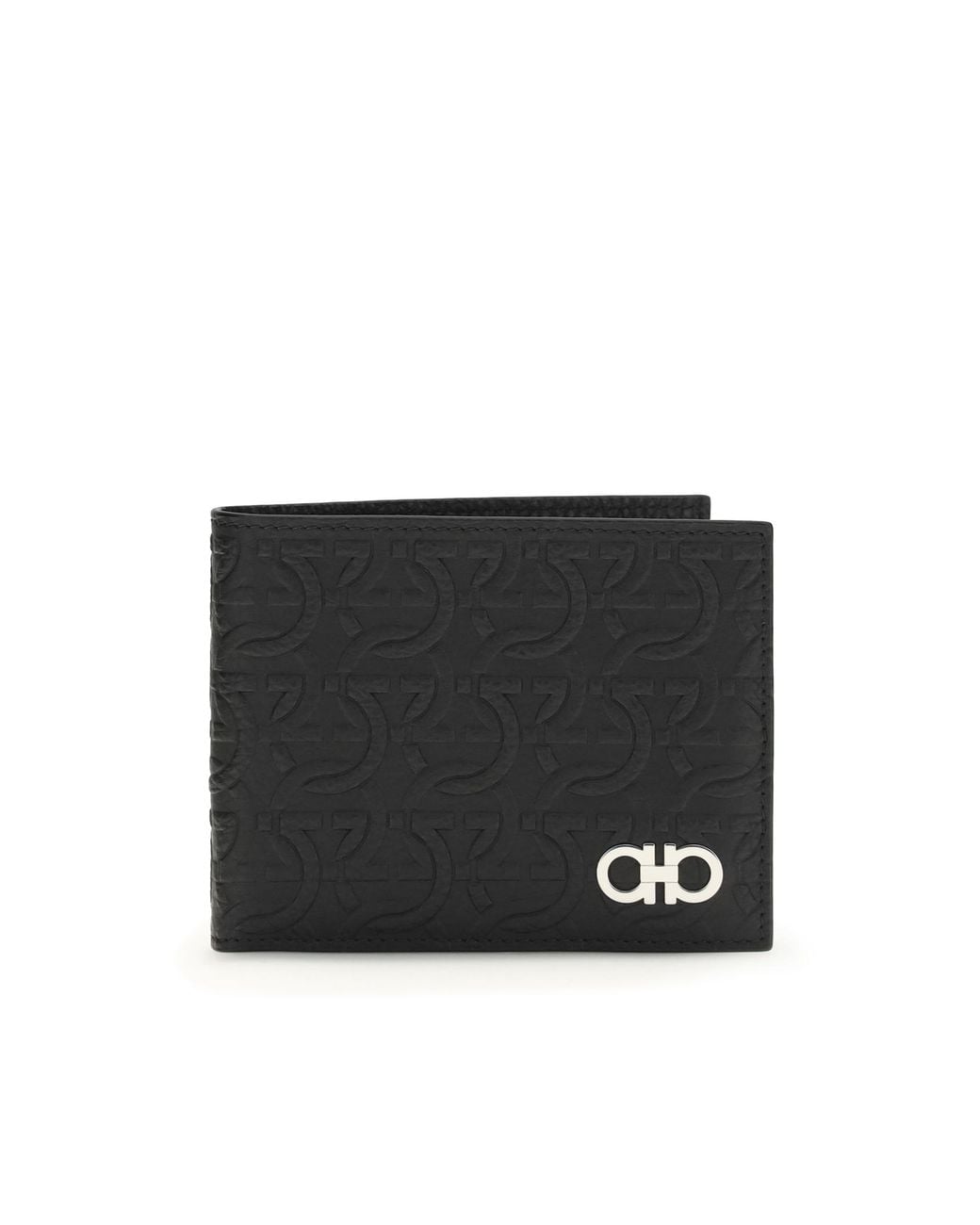 Ferragamo Black Ferragamo Gancini Embossed Leather Wallet for men