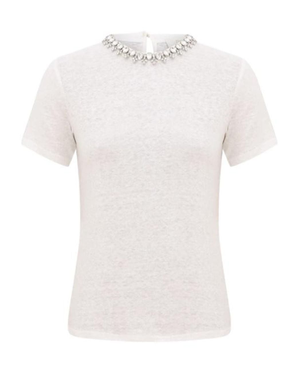 Zimmermann White Embellished Crew-Neck T-Shirt