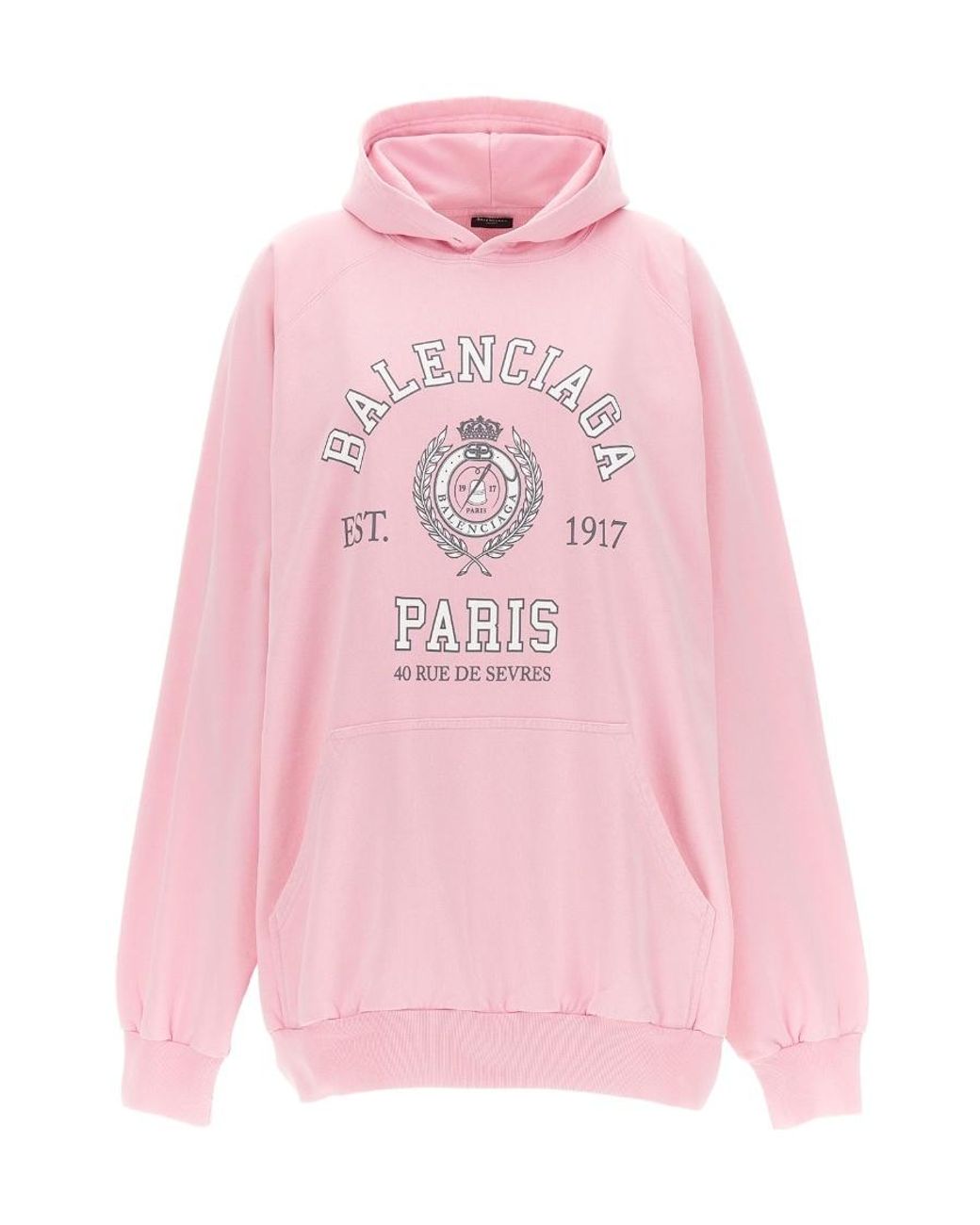 Balenciaga Pink College 1917 Printed Oversized Hoodie
